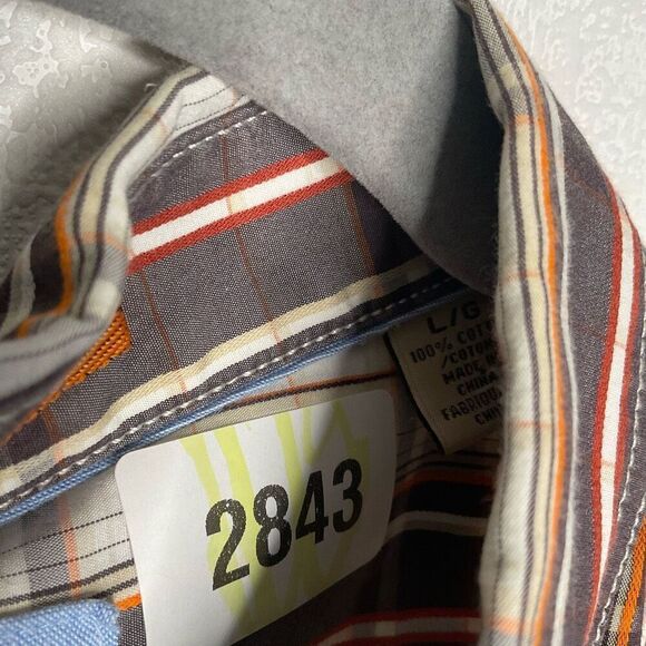 Tommy Bahama Jeans Men’s Large Button Up Long Sleeve Shirt Brown Plaid Cotton - Picture 7 of 12